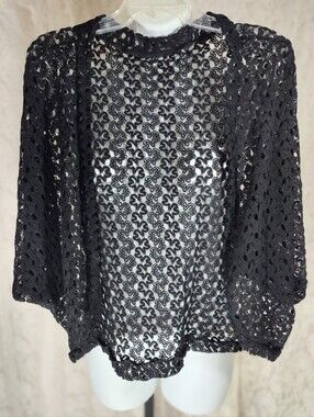 Abollria Black Lace Cardigan Kimono Shrug